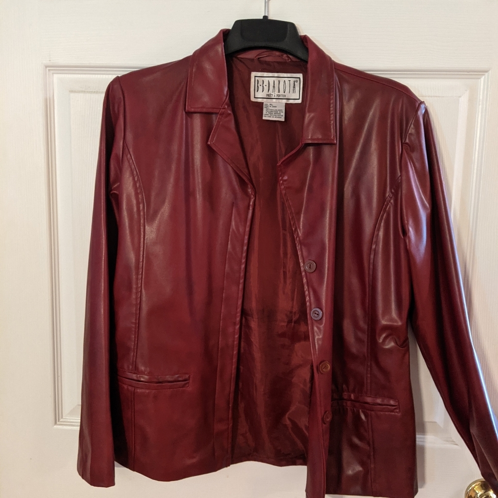 Pleather burgundy coat